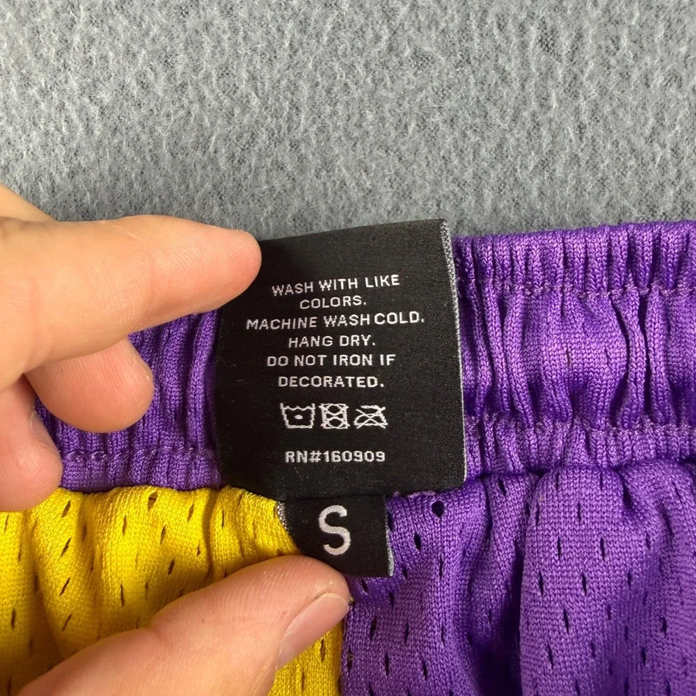 Overtime Shorts Men's S Purple Yellow Two Tone Mesh Basketball Athletic Gym